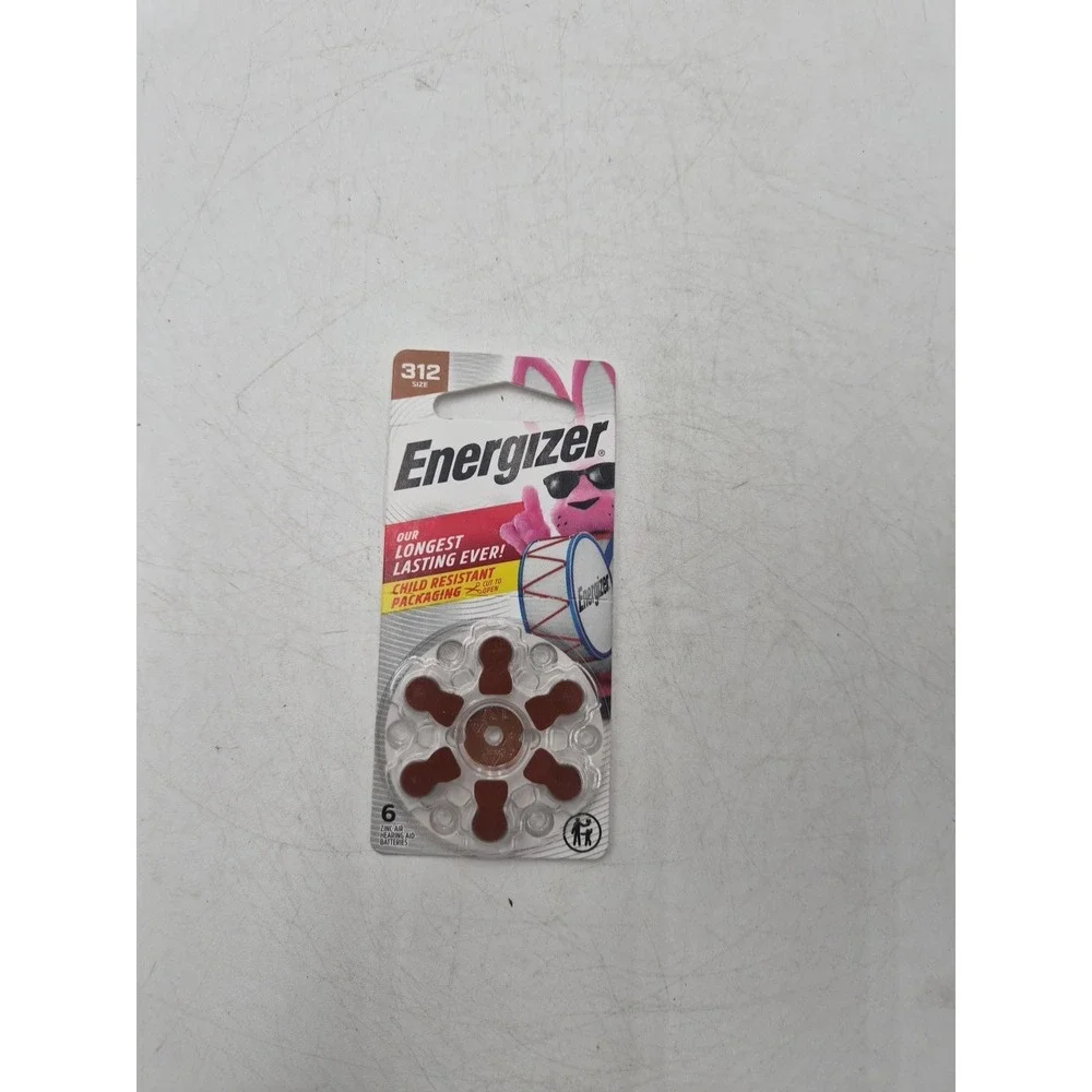 Energizer 6 cells x 312 Size Hearing aid batteries Zinc air 1.4V PR41 PowerSeal